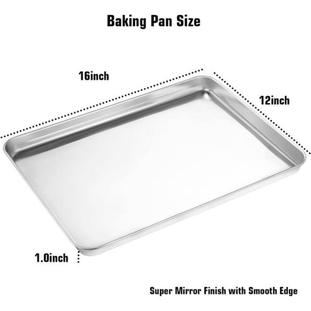 Baking Sheet & Rack Set [2 Sheets + 2 Racks], Stainless Steel Cookie Pan - Picture 4 of 7